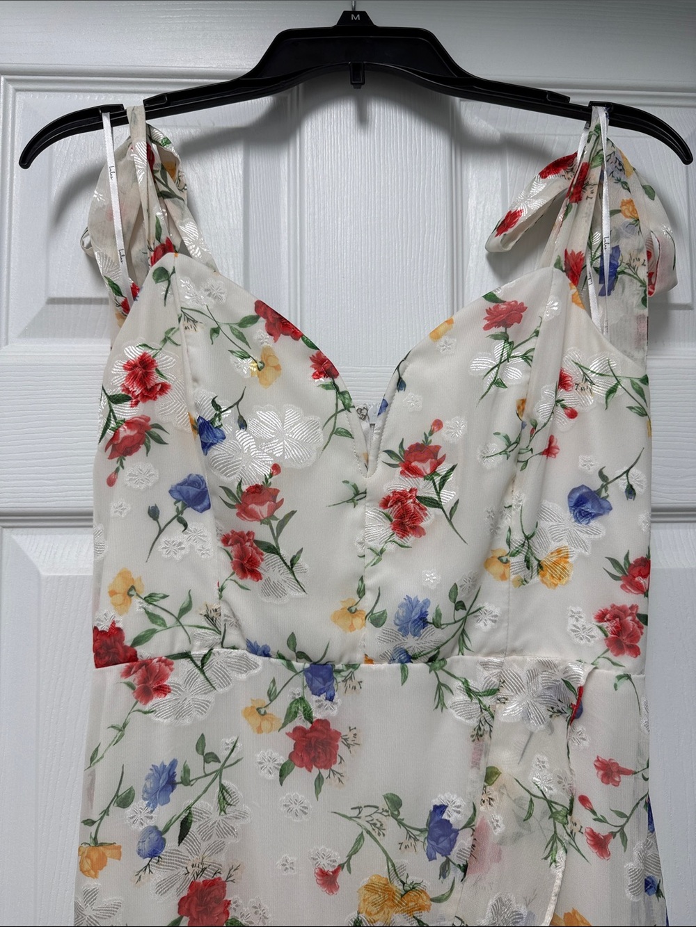 Ivory Floral Sundress with Ruffle Hem - Picture 2 of 4